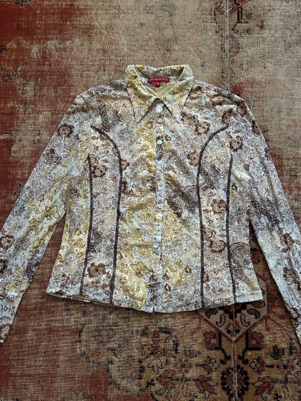 Vintage Y2K Mesh Western Style Blouse